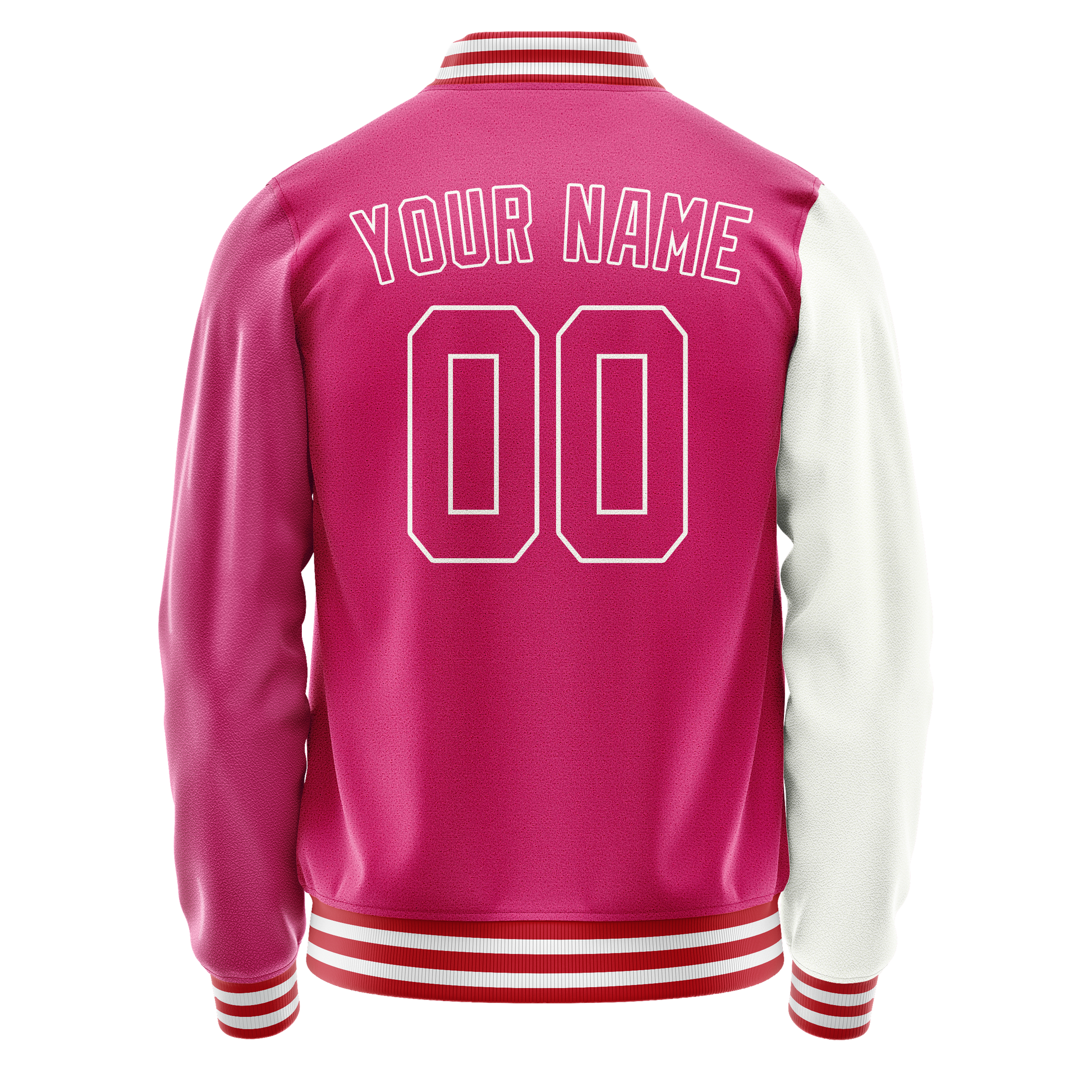 Custom Pink White Split Varsity Letterman Jacket JA02240617SH308