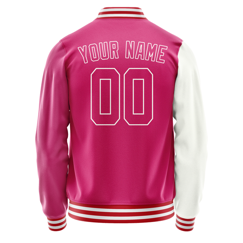 Custom Pink White Split Varsity Letterman Jacket JA02240617SH308