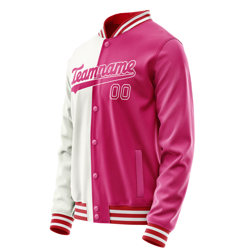 Custom Pink White Split Varsity Letterman Jacket JA02240617SH308