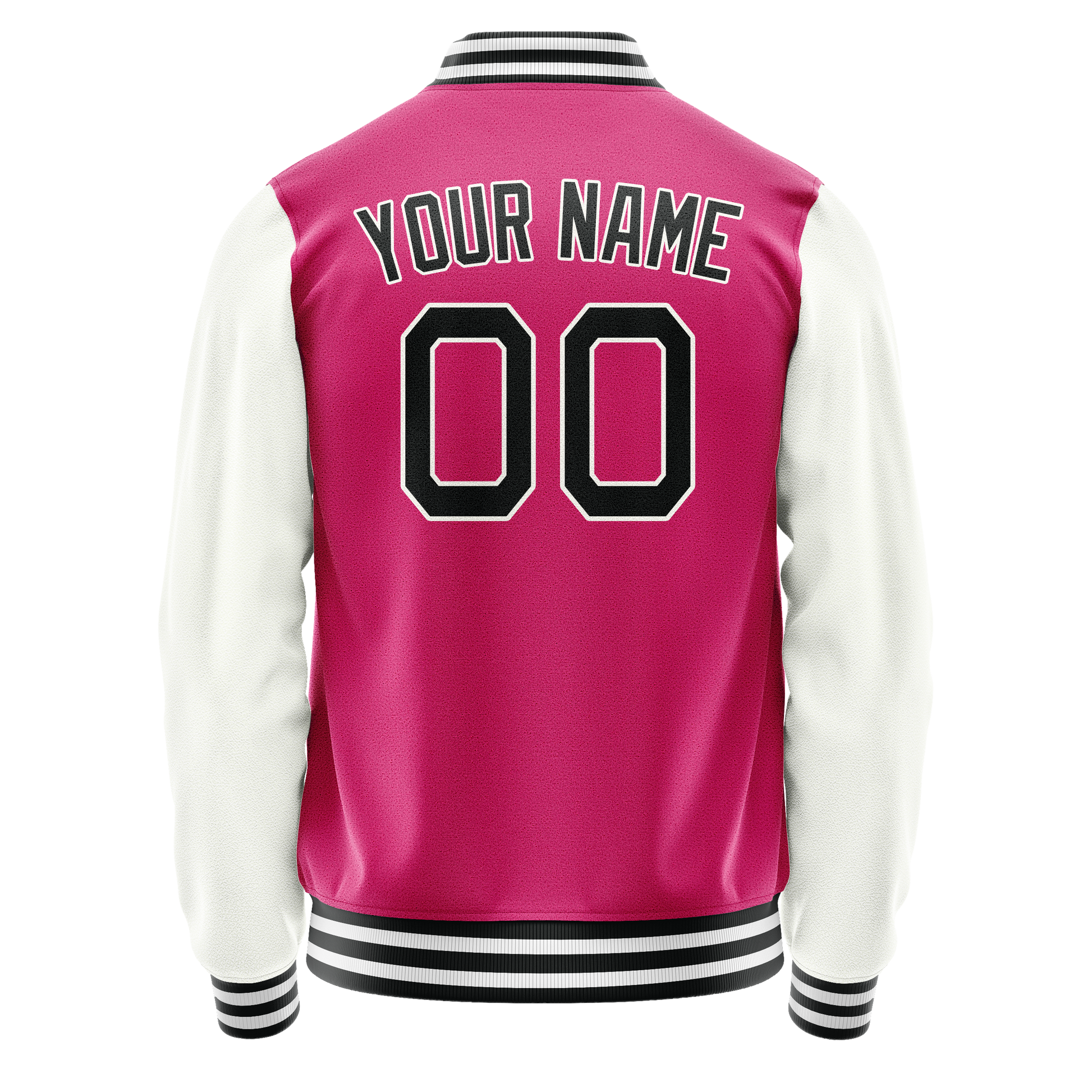 Custom Pink White Solid Color Varsity Letterman Jacket JA02240617SH304