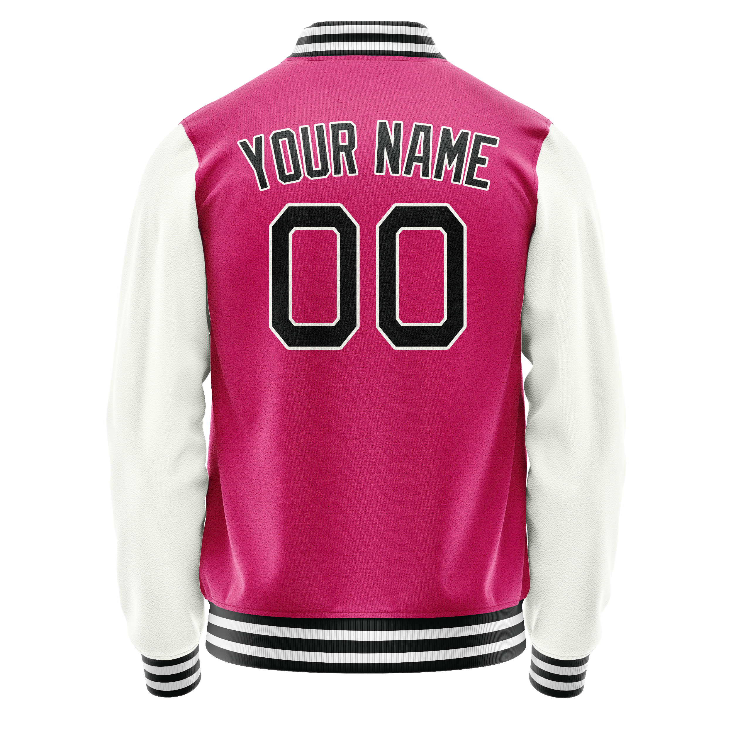 Custom Pink White Solid Color Varsity Letterman Jacket JA02240617SH304