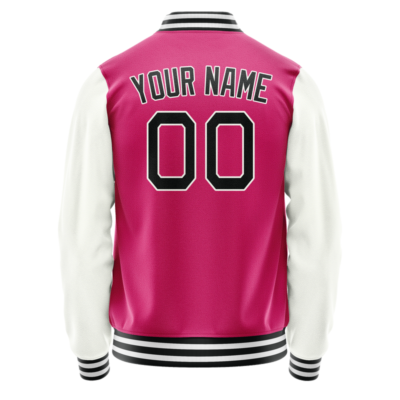 Custom Pink White Solid Color Varsity Letterman Jacket JA02240617SH304