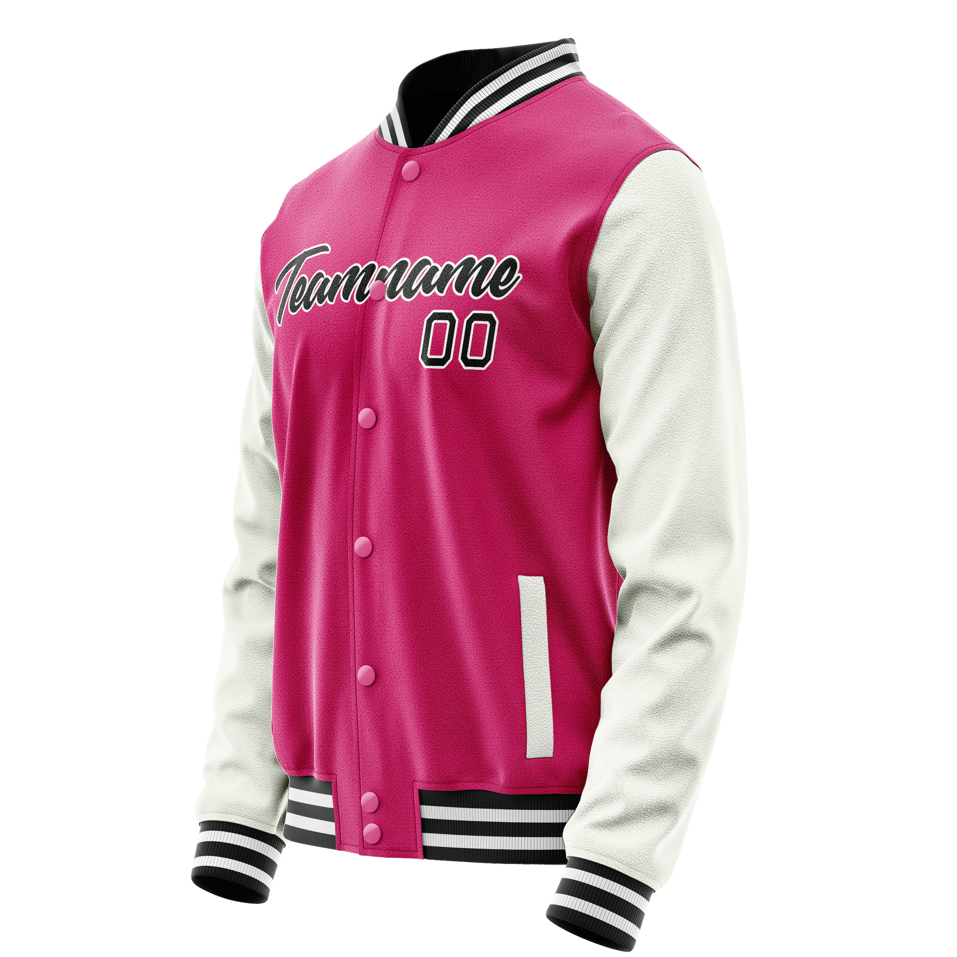 Custom Pink White Solid Color Varsity Letterman Jacket JA02240617SH304