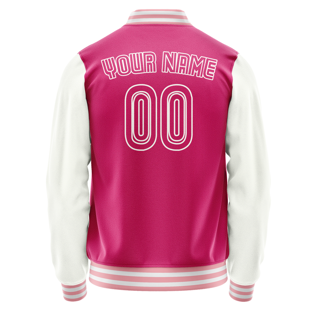 Custom Pink White Solid Color Varsity Letterman Jacket JA02240617SH322