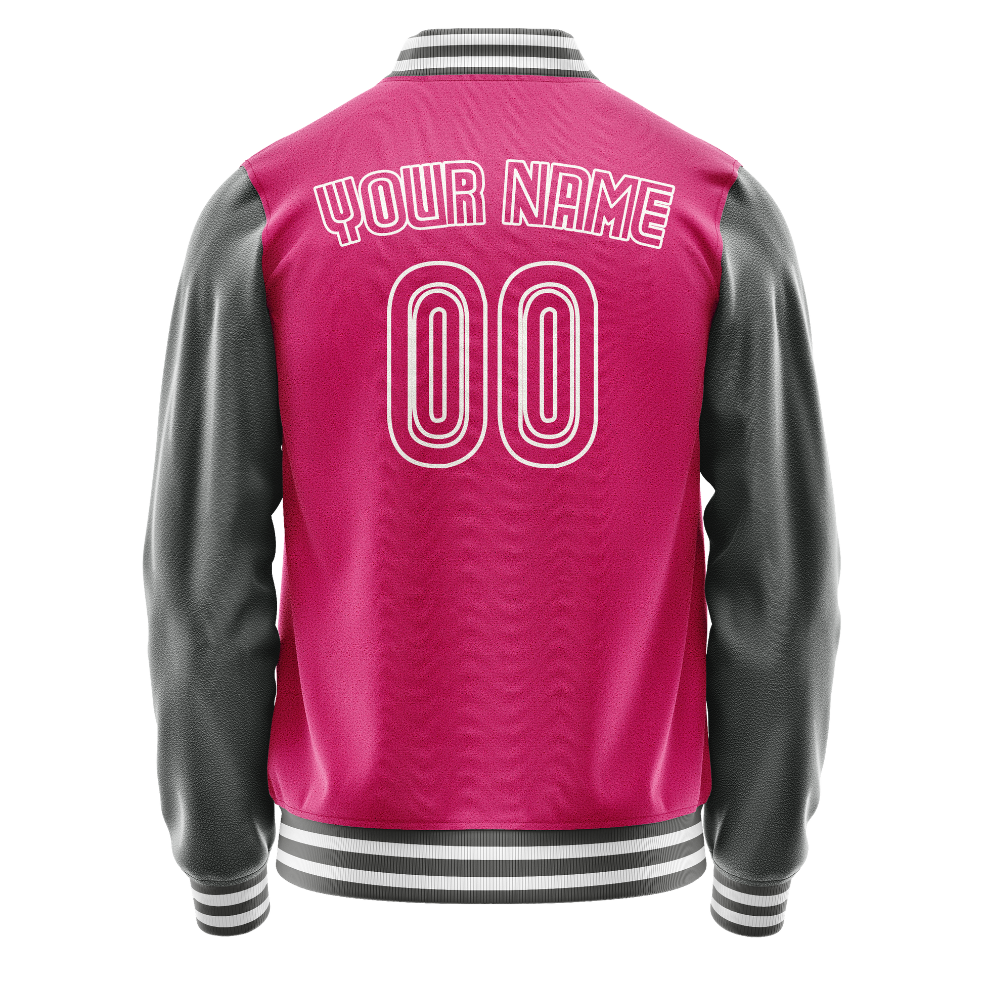 Custom Pink Gray Solid Color Varsity Letterman Jacket JA02240617SH327