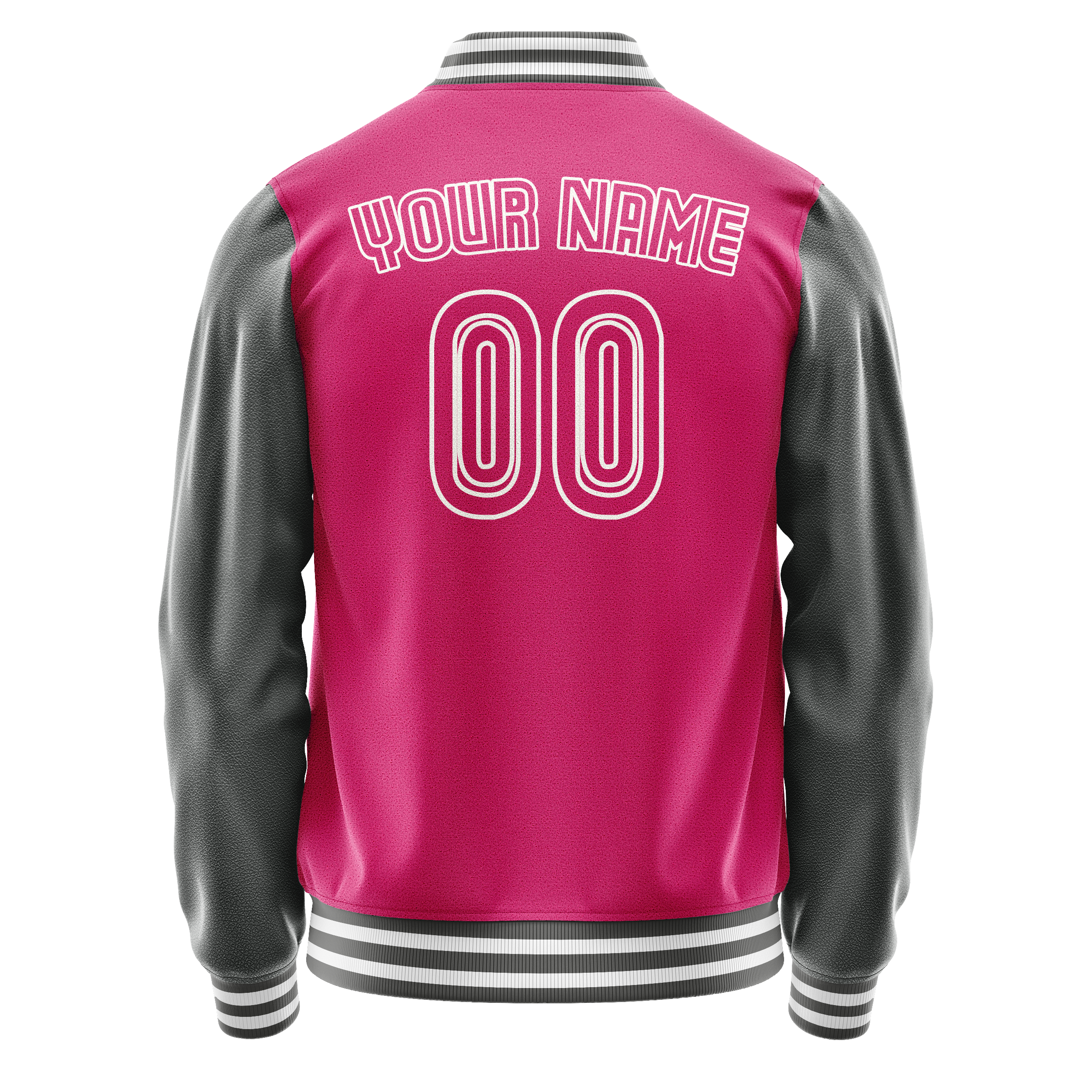 Custom Pink Gray Solid Color Varsity Letterman Jacket JA02240617SH327