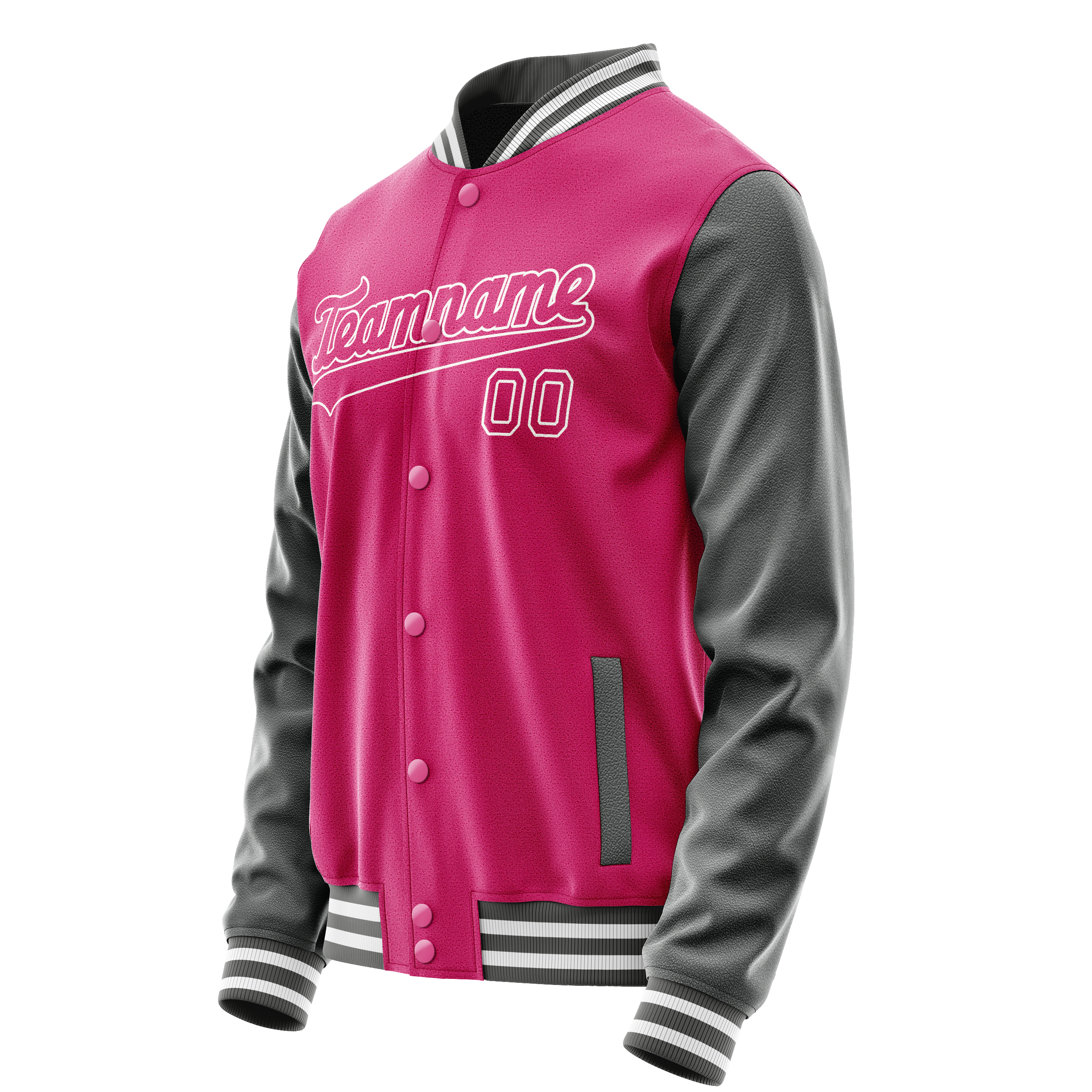 Custom Pink Gray Solid Color Varsity Letterman Jacket JA02240617SH327
