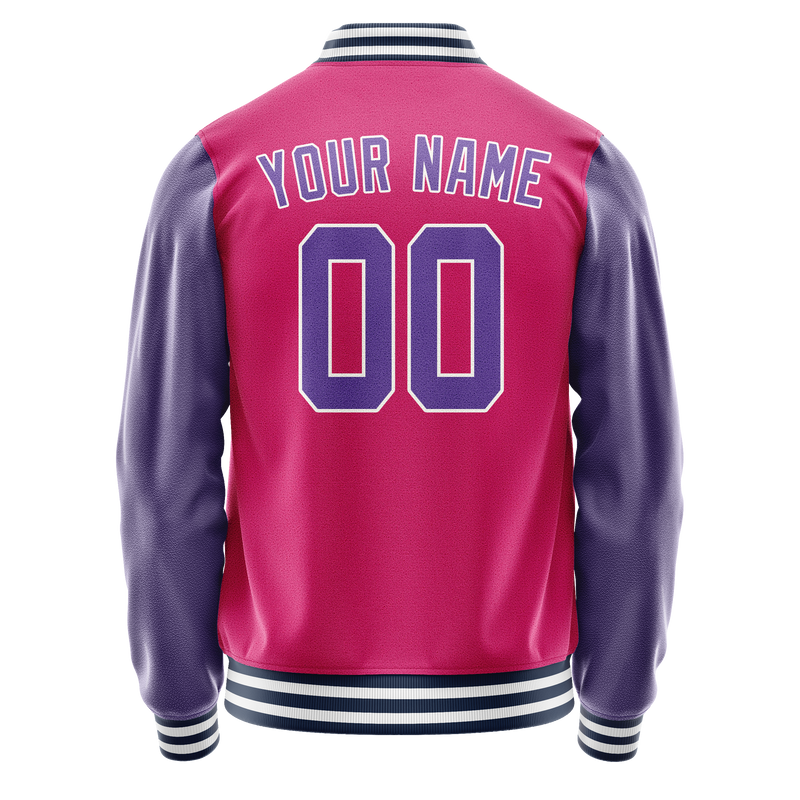 Custom Pink Purple Solid Color Varsity Letterman Jacket JA02240617SH309