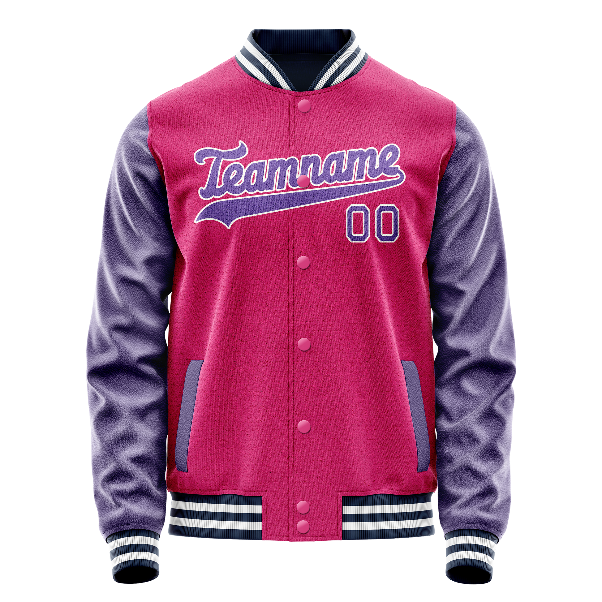 Custom Pink Purple Solid Color Varsity Letterman Jacket JA02240617SH309