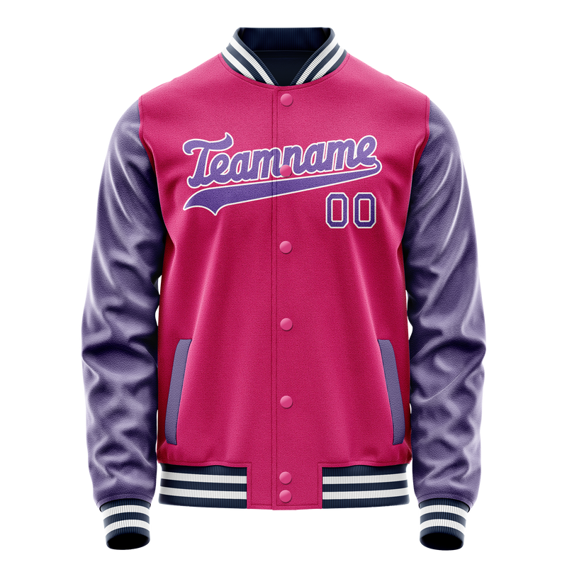 Custom Pink Purple Solid Color Varsity Letterman Jacket JA02240617SH309