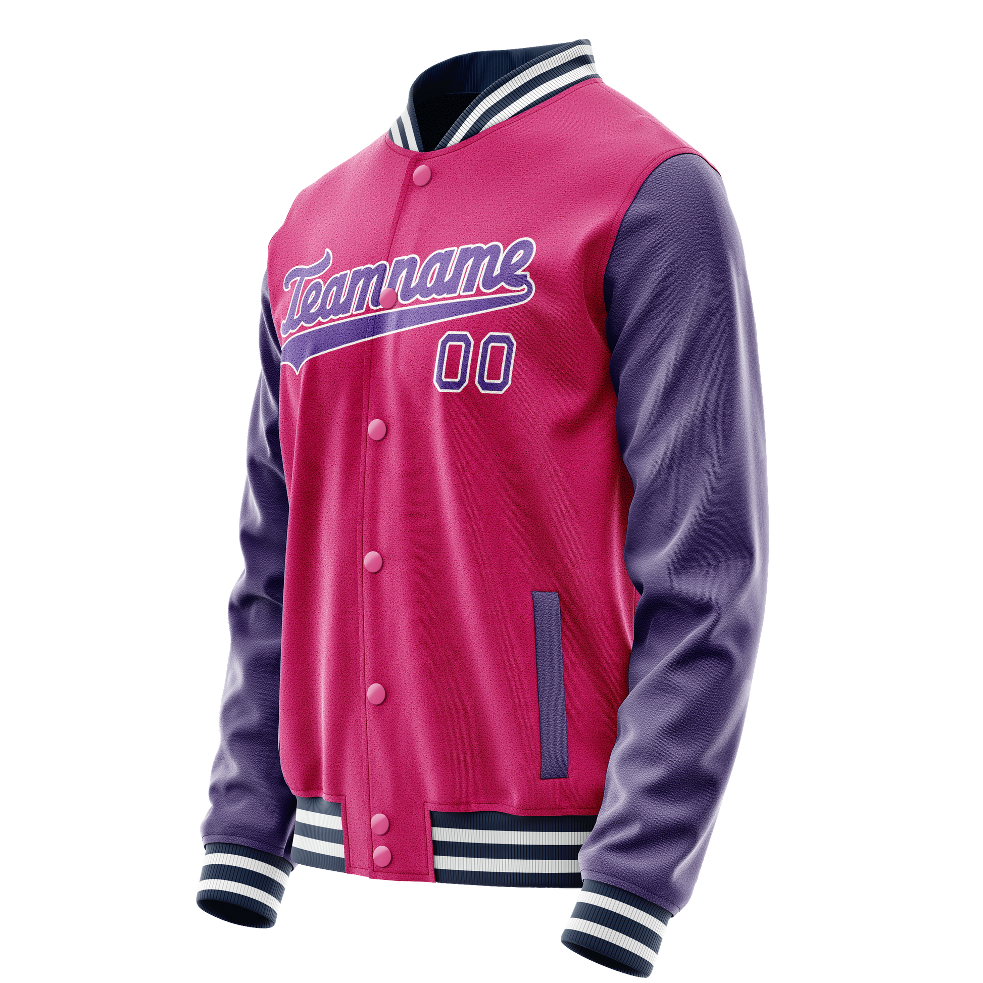 Custom Pink Purple Solid Color Varsity Letterman Jacket JA02240617SH309