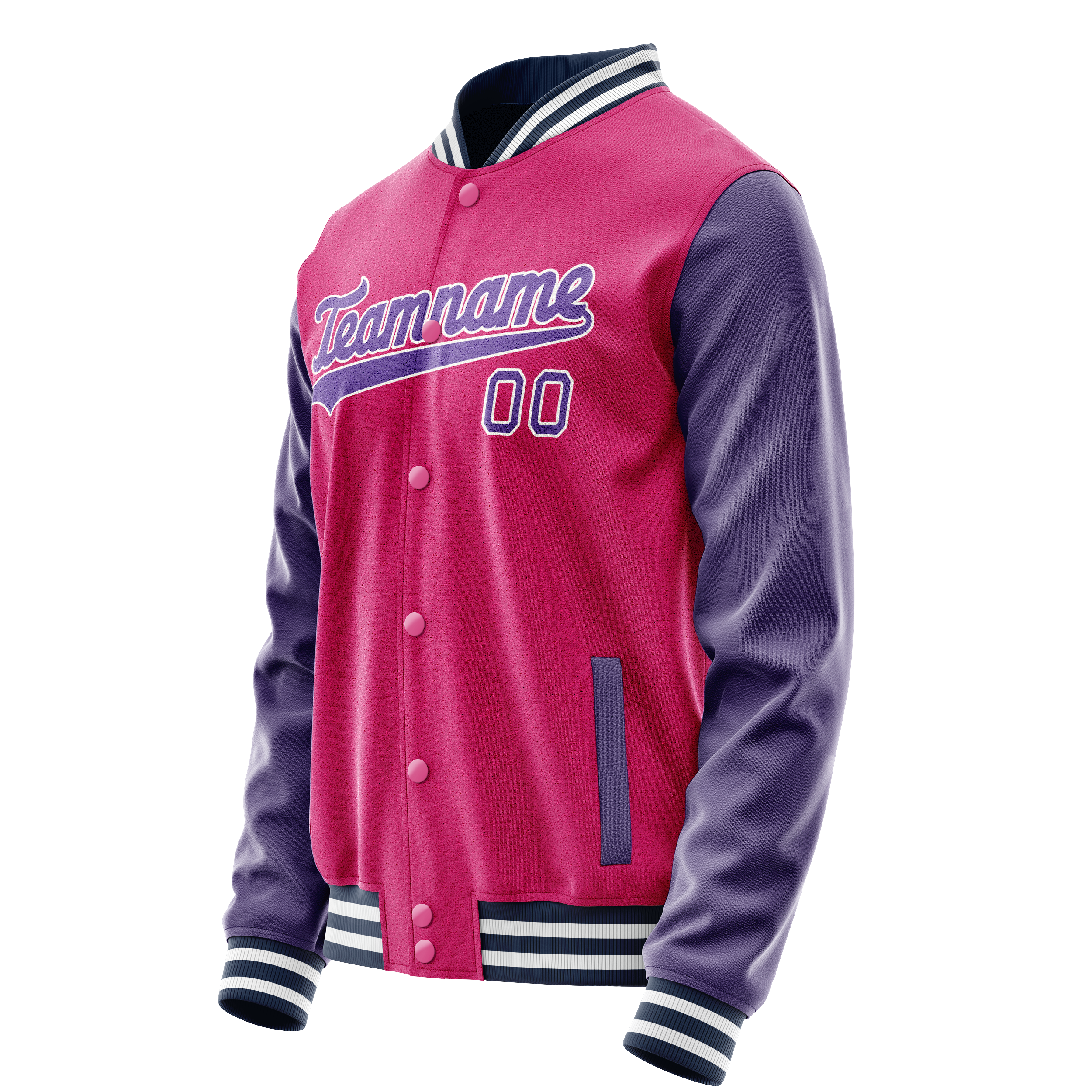 Custom Pink Purple Solid Color Varsity Letterman Jacket JA02240617SH309