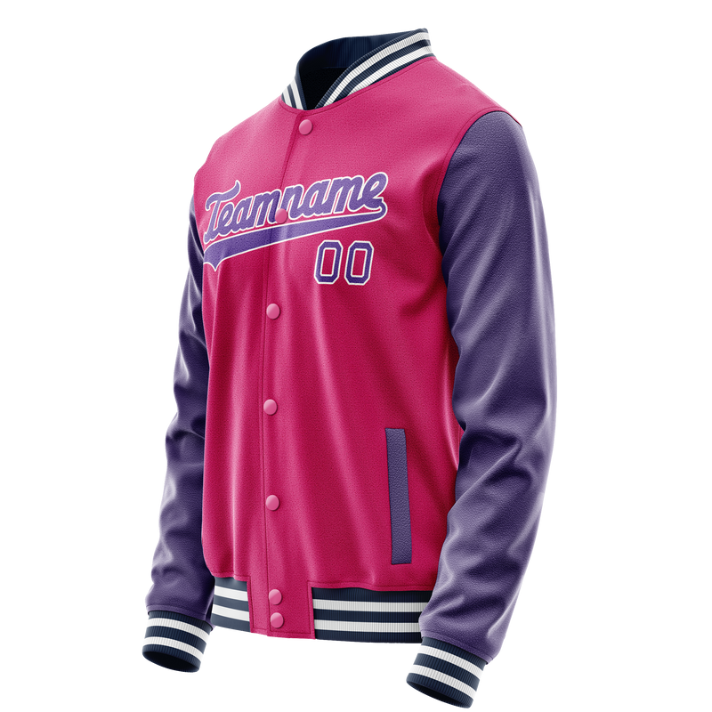 Custom Pink Purple Solid Color Varsity Letterman Jacket JA02240617SH309