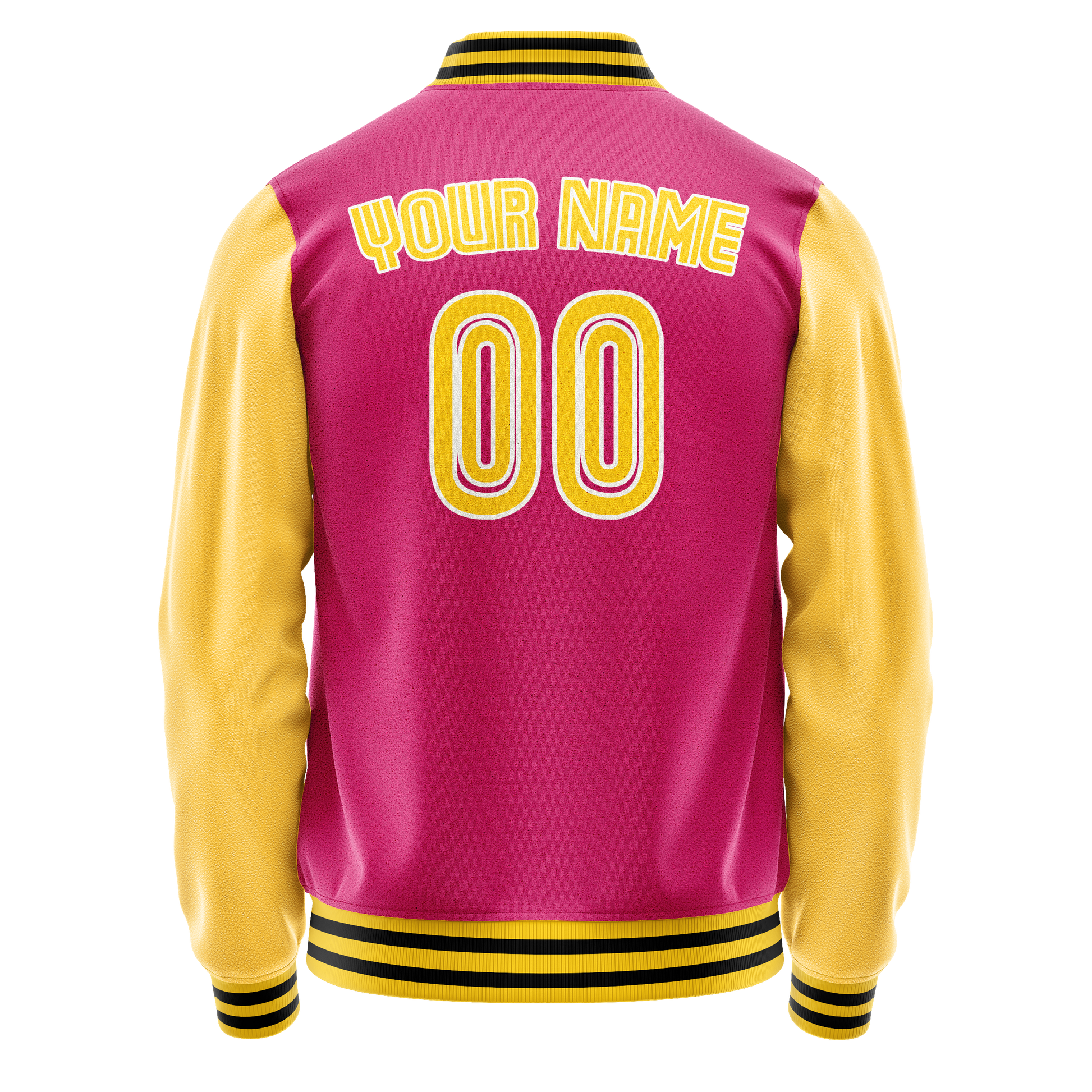 Custom Pink Gold Solid Color Varsity Letterman Jacket JA02240617SH310