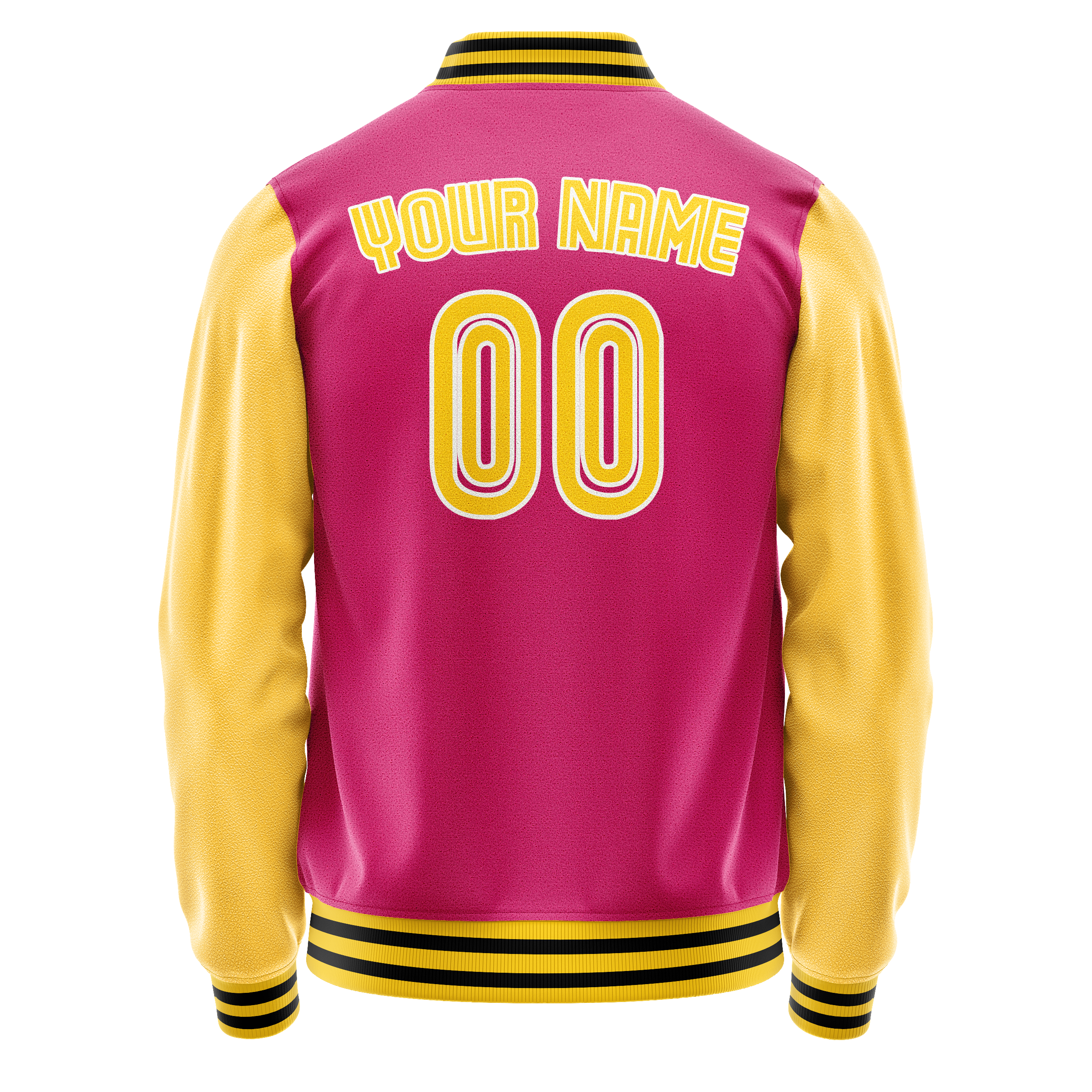 Custom Pink Gold Solid Color Varsity Letterman Jacket JA02240617SH310