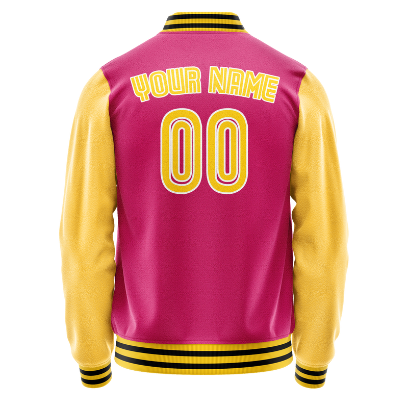 Custom Pink Gold Solid Color Varsity Letterman Jacket JA02240617SH310