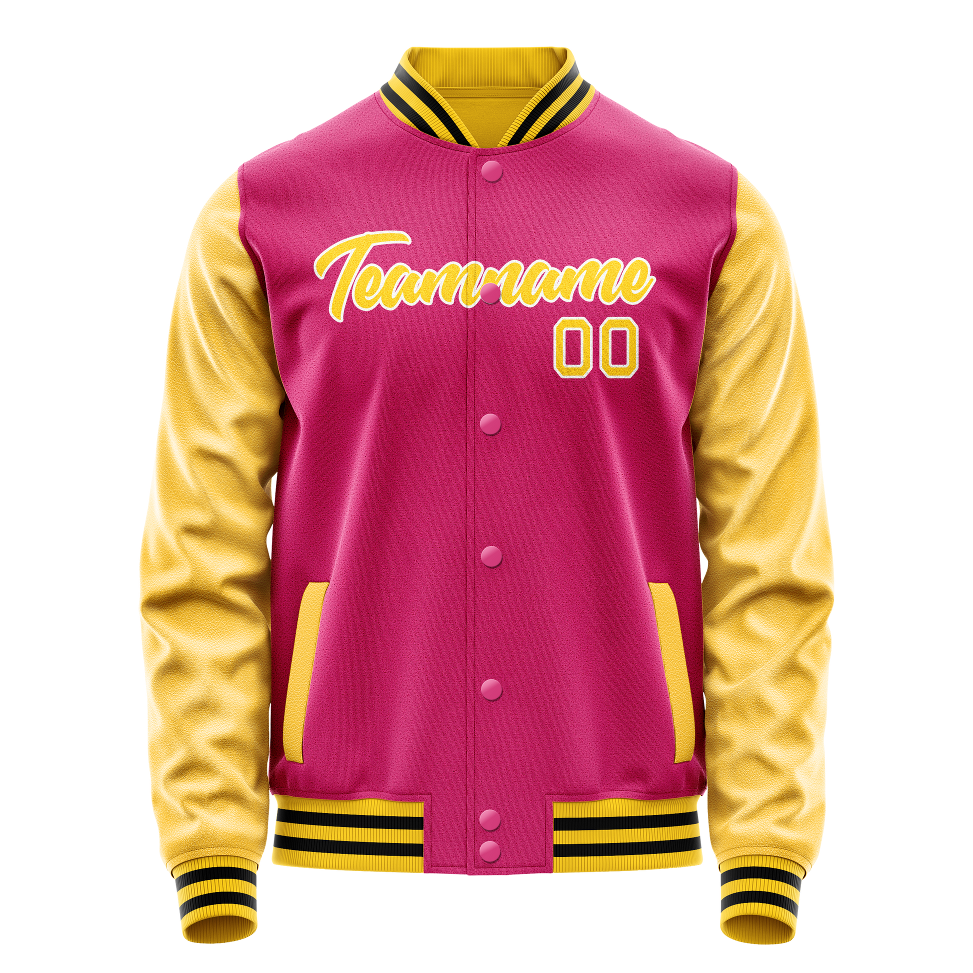 Custom Pink Gold Solid Color Varsity Letterman Jacket JA02240617SH310