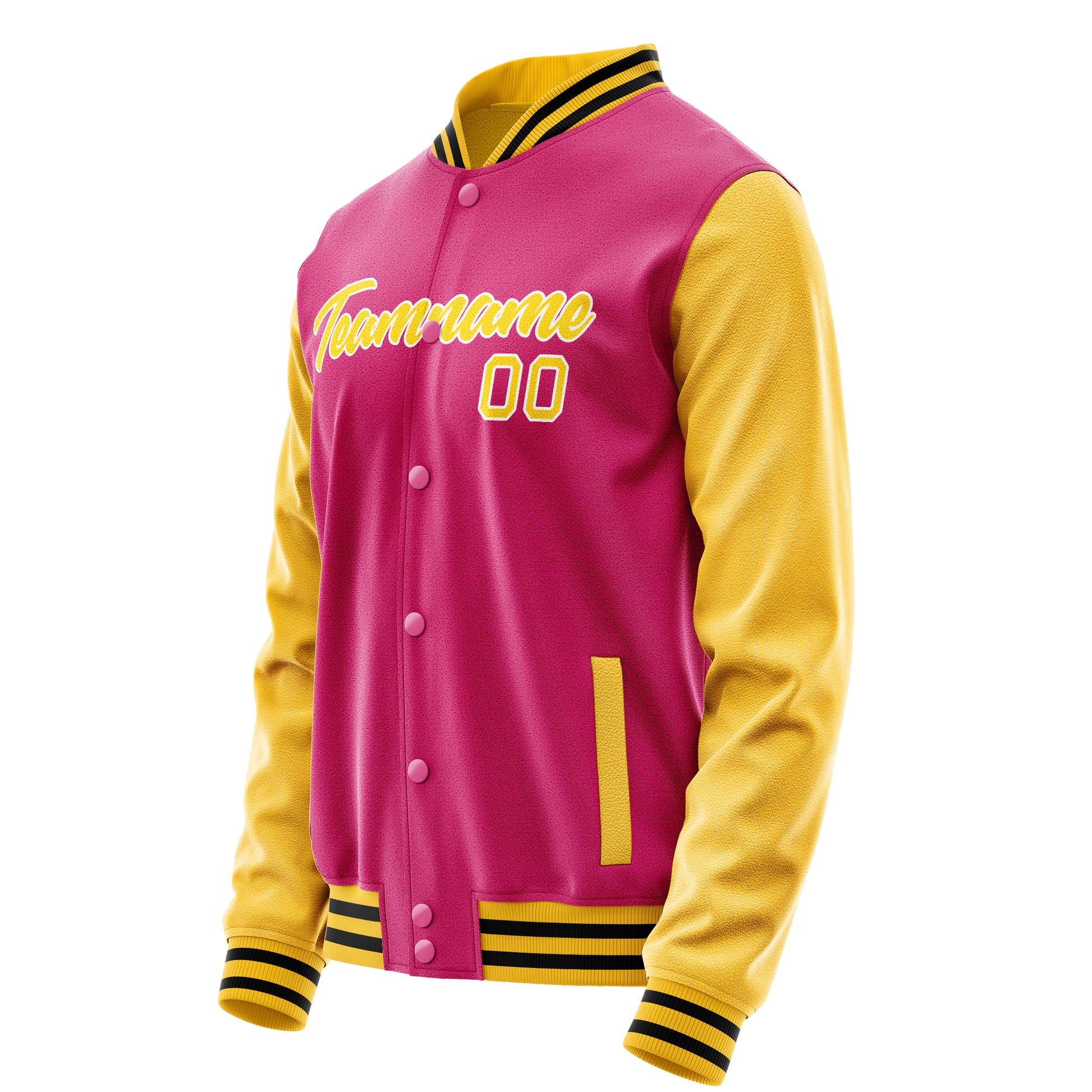 Custom Pink Gold Solid Color Varsity Letterman Jacket JA02240617SH310