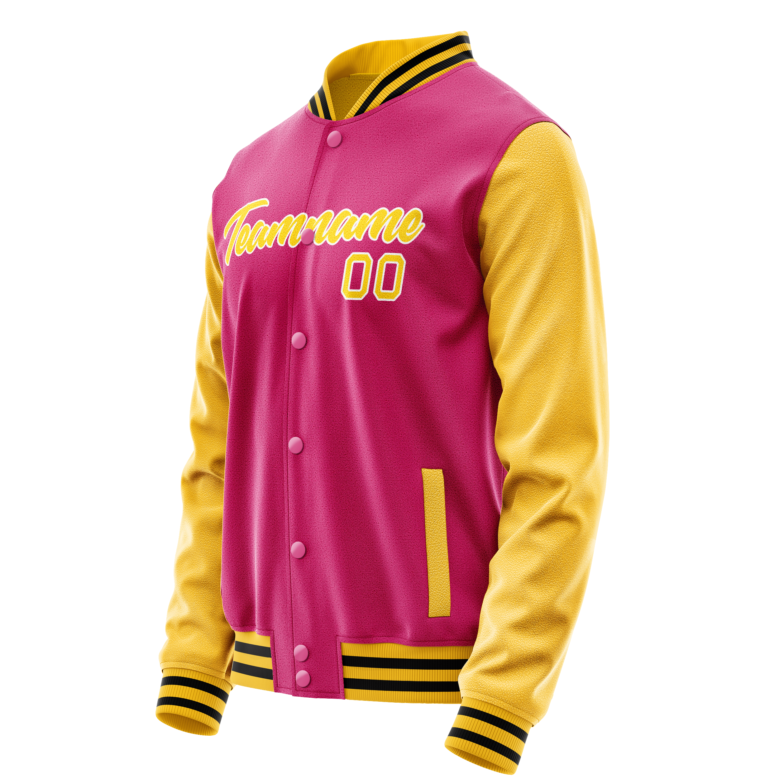 Custom Pink Gold Solid Color Varsity Letterman Jacket JA02240617SH310