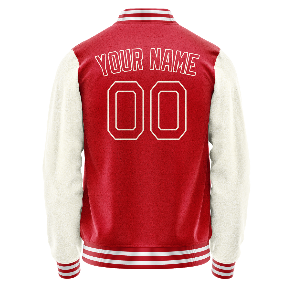 Custom Red Cream Solid Color Varsity Letterman Jacket JA02240617XY414