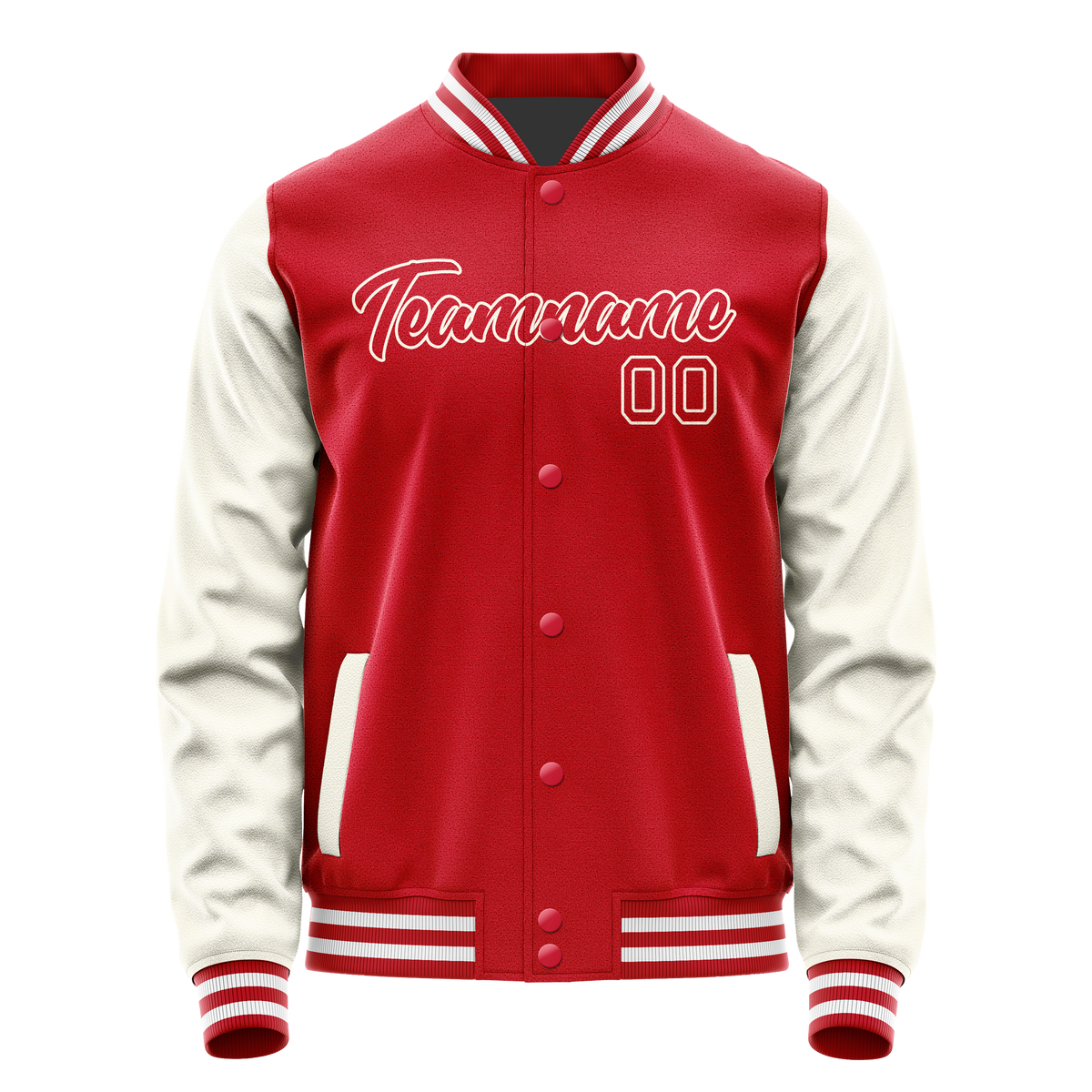 Custom Red Cream Solid Color Varsity Letterman Jacket JA02240617XY414