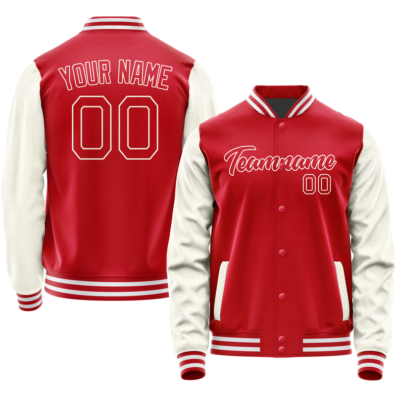 Custom Red Cream Solid Color Varsity Letterman Jacket JA02240617XY414