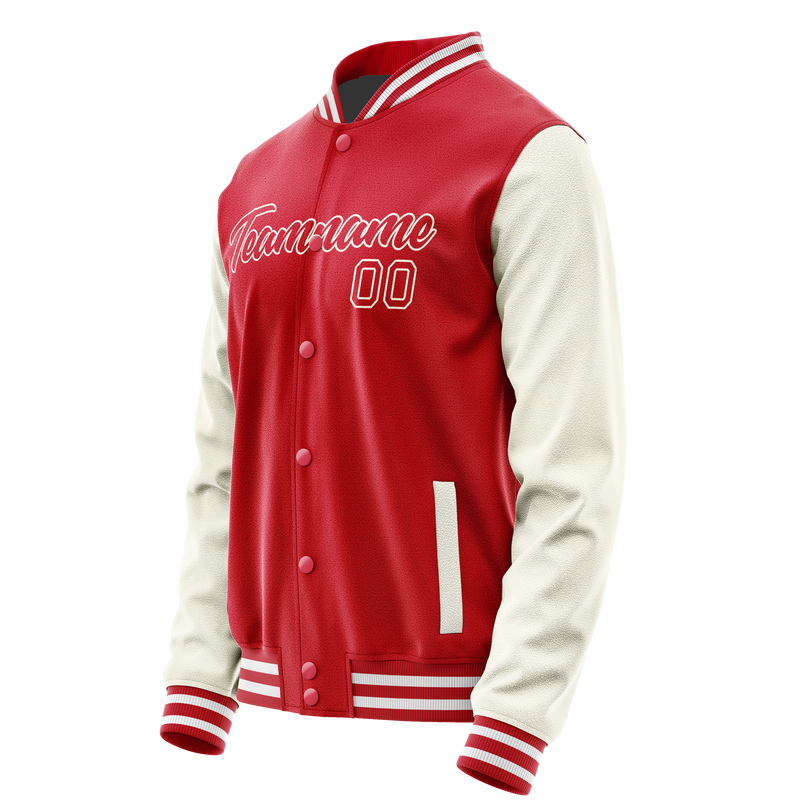 Custom Red Cream Solid Color Varsity Letterman Jacket JA02240617XY414