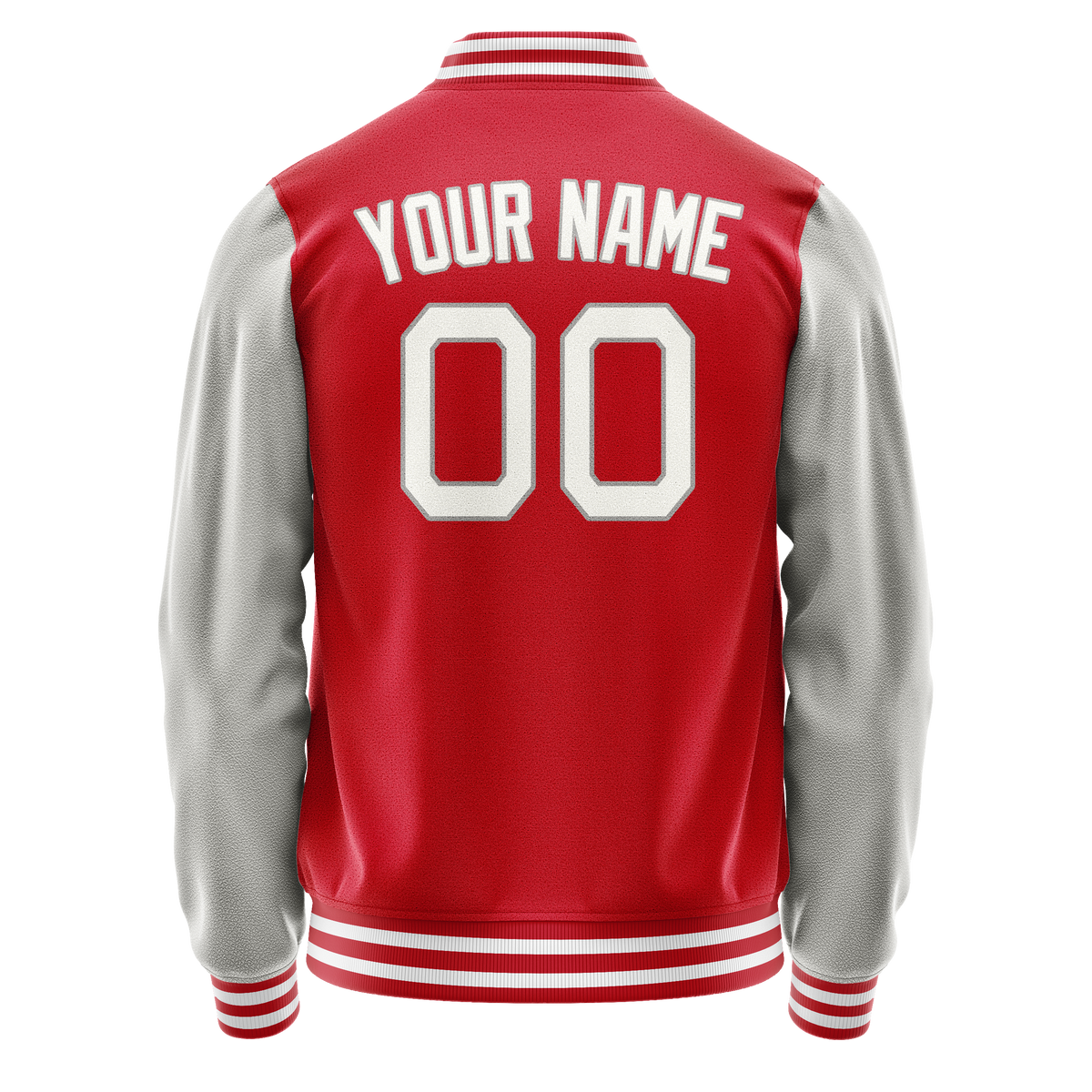 Custom Red Gray Solid Color Varsity Letterman Jacket JA02240617XY415