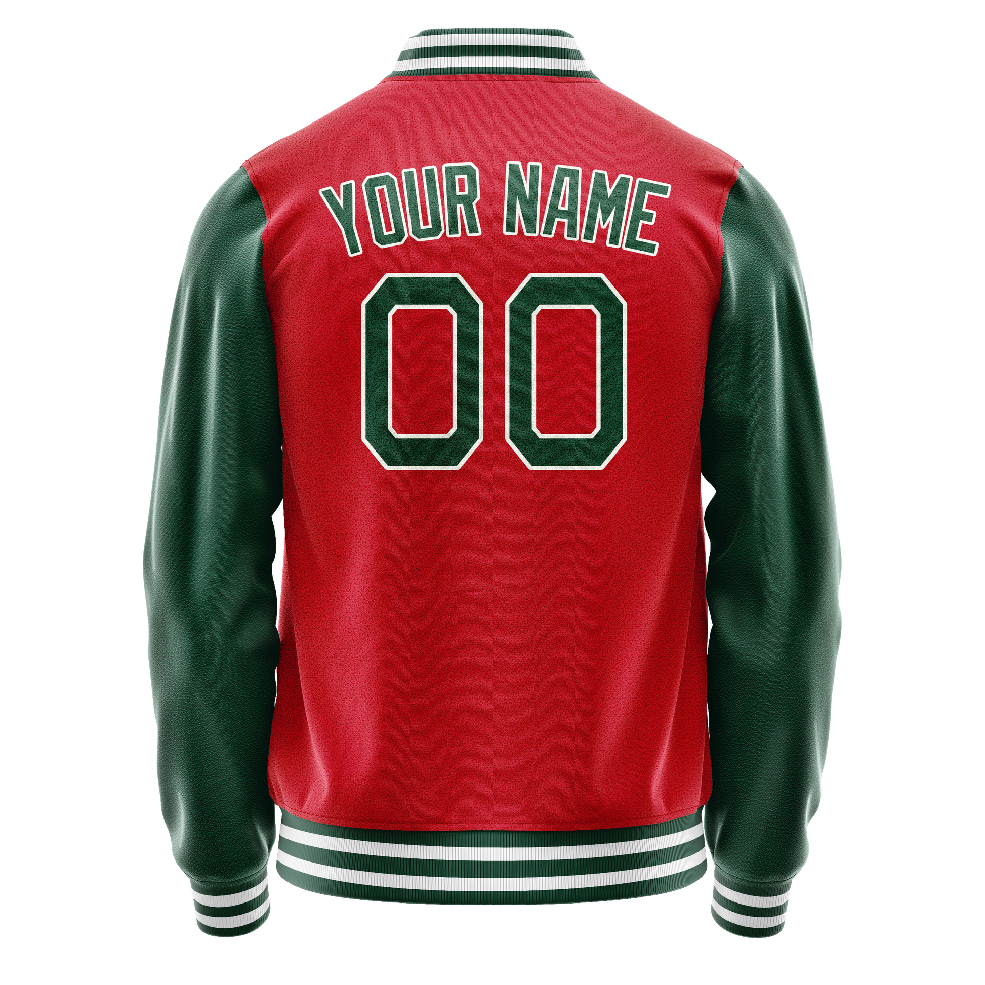 Custom Red Kelly-Green Solid Color Varsity Letterman Jacket JA02240617XY411