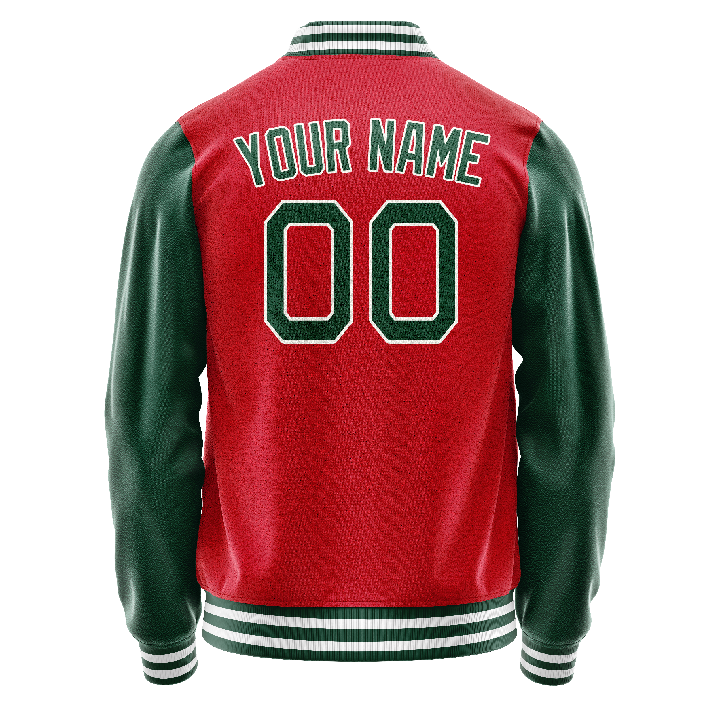 Custom Red Kelly-Green Solid Color Varsity Letterman Jacket JA02240617XY411