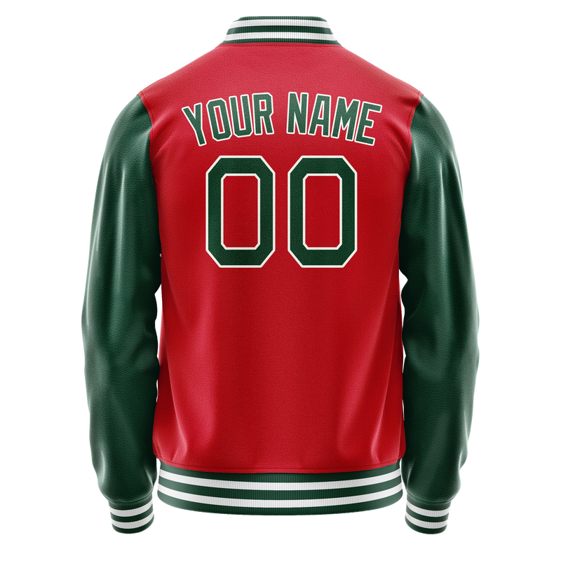 Custom Red Kelly-Green Solid Color Varsity Letterman Jacket JA02240617XY411