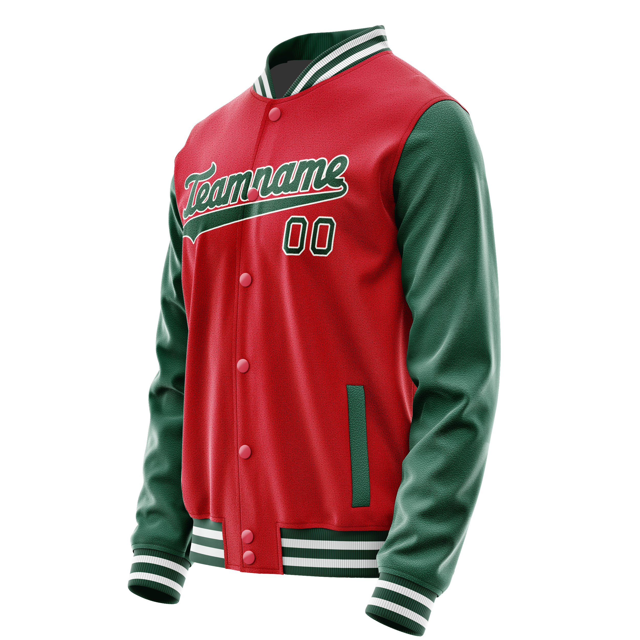 Custom Red Kelly-Green Solid Color Varsity Letterman Jacket JA02240617XY411