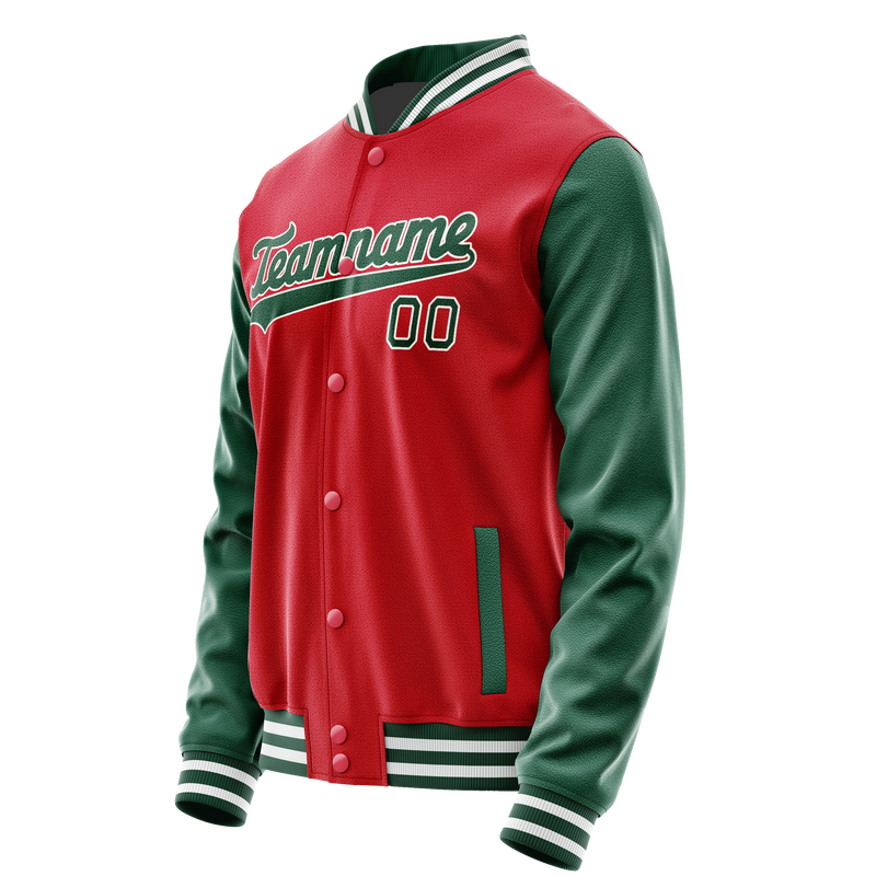 Custom Red Kelly-Green Solid Color Varsity Letterman Jacket JA02240617XY411