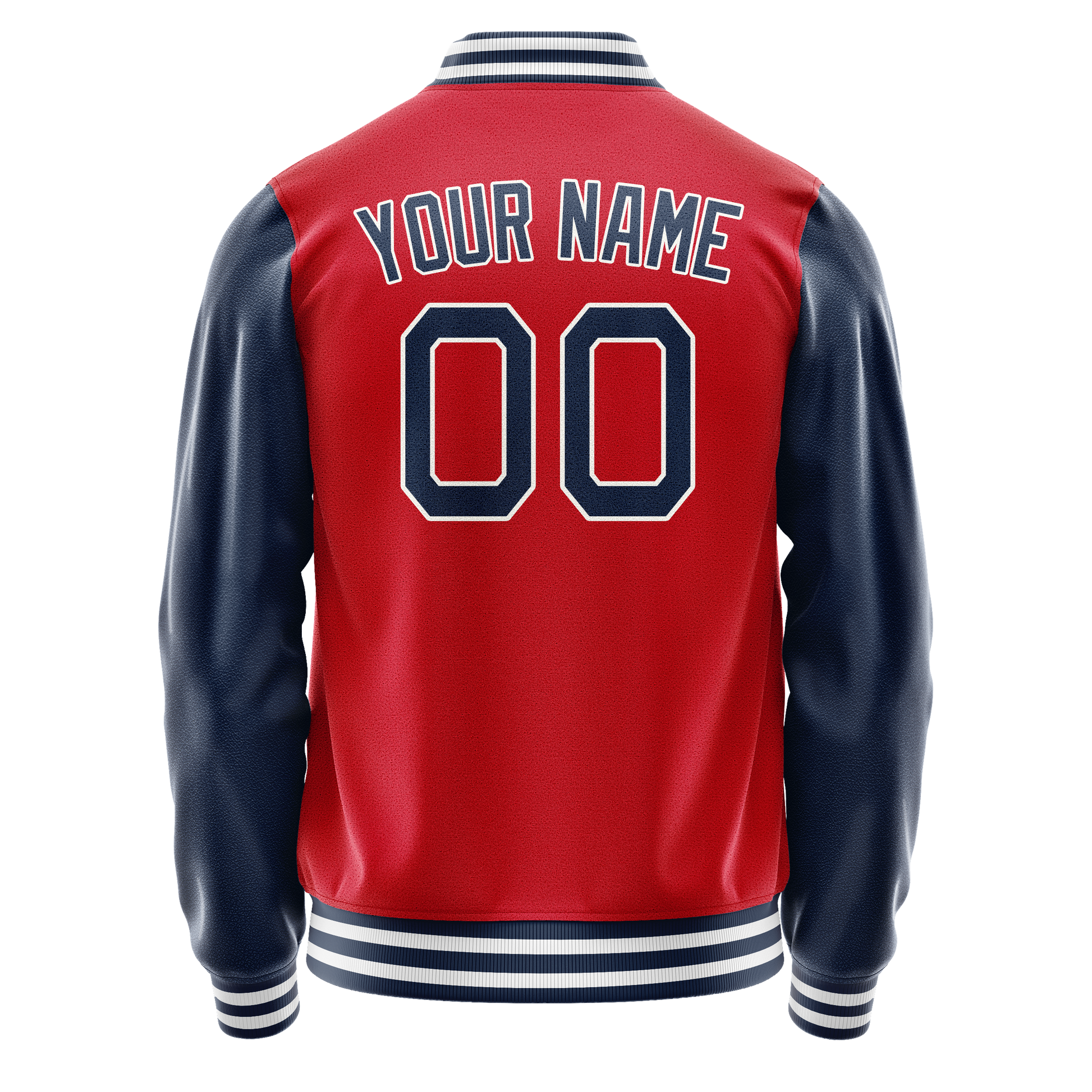 Custom Red Navy Solid Color Varsity Letterman Jacket JA02240617XY390