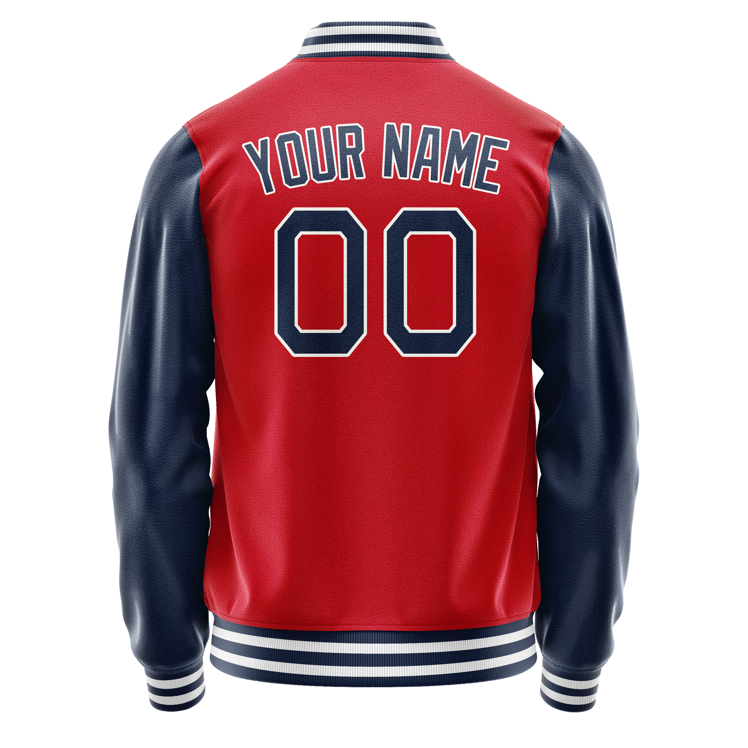 Custom Red Navy Solid Color Varsity Letterman Jacket JA02240617XY390