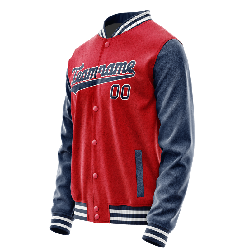 Custom Red Navy Solid Color Varsity Letterman Jacket JA02240617XY390