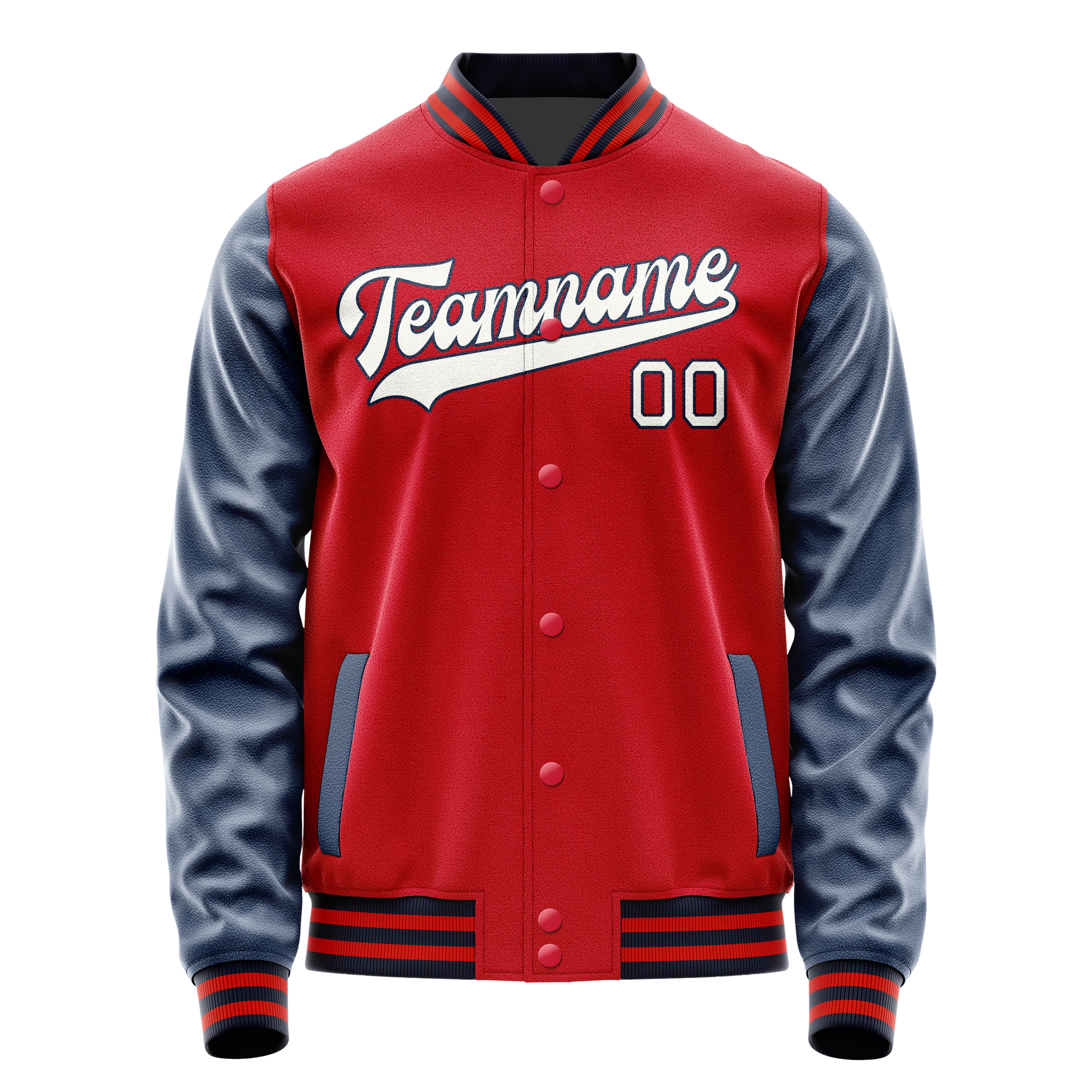 Custom Red Royal Solid Color Varsity Letterman Jacket JA02240617XY403