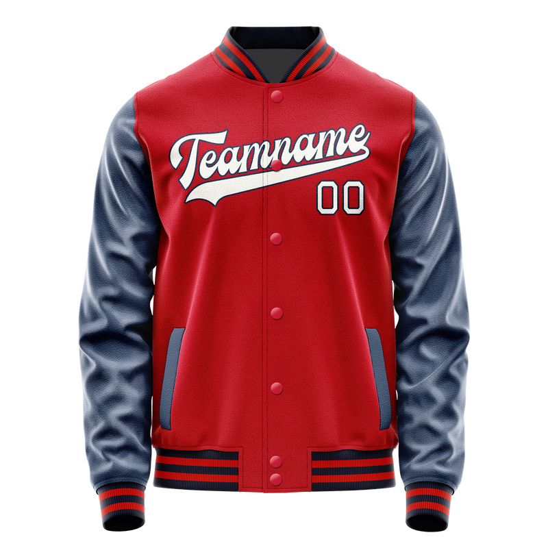 Custom Red Royal Solid Color Varsity Letterman Jacket JA02240617XY403