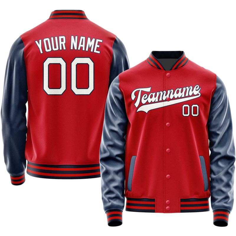 Custom Red Royal Solid Color Varsity Letterman Jacket JA02240617XY403