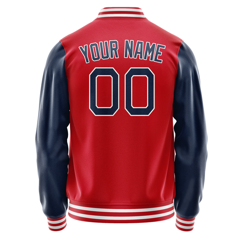 Custom Red Royal Solid Color Varsity Letterman Jacket JA02240617XY409
