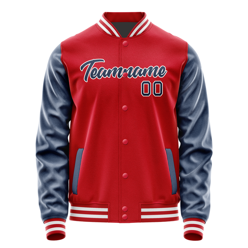 Custom Red Royal Solid Color Varsity Letterman Jacket JA02240617XY409