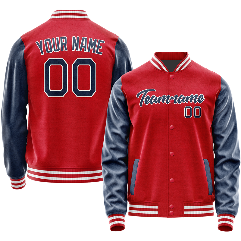 Custom Red Royal Solid Color Varsity Letterman Jacket JA02240617XY409