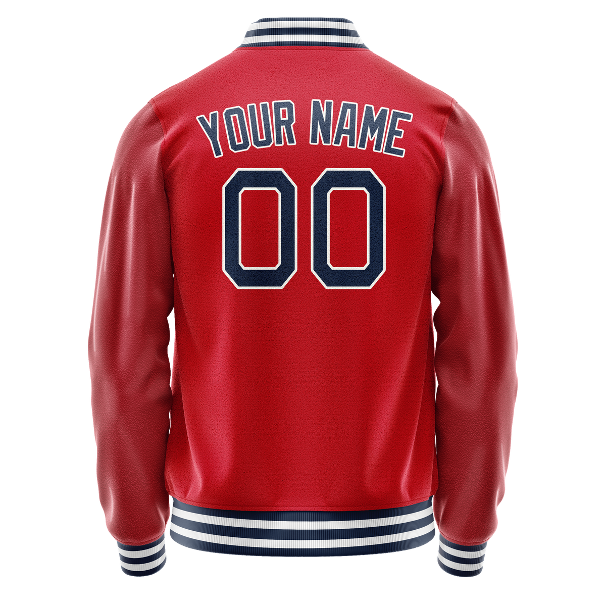 Custom Red Navy Solid Color Varsity Letterman Jacket JA02240617XY405