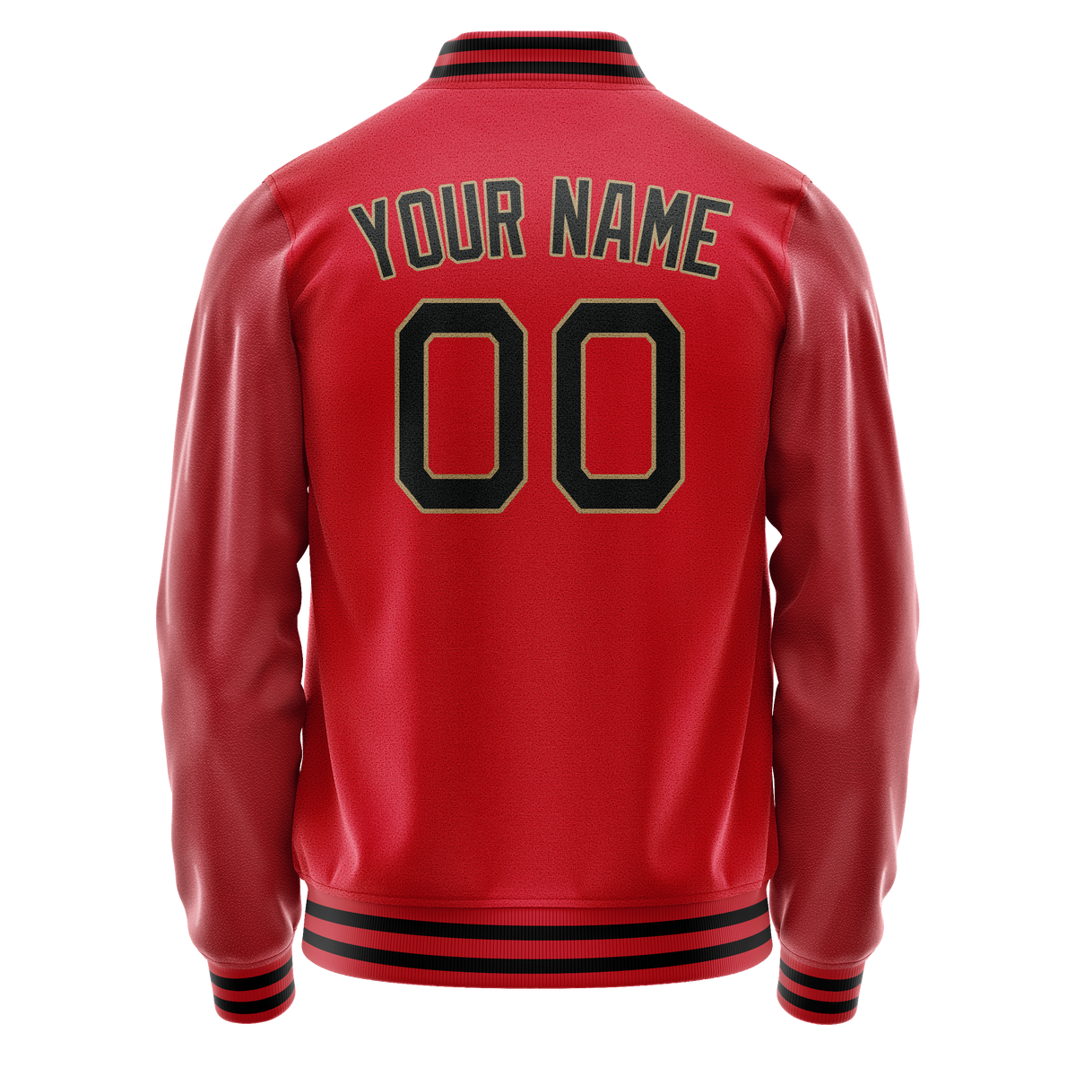 Custom Red Black Solid Color Varsity Letterman Jacket JA02240617XY401