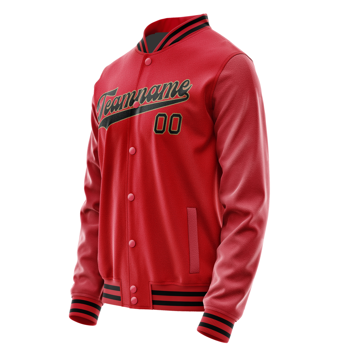 Custom Red Black Solid Color Varsity Letterman Jacket JA02240617XY401