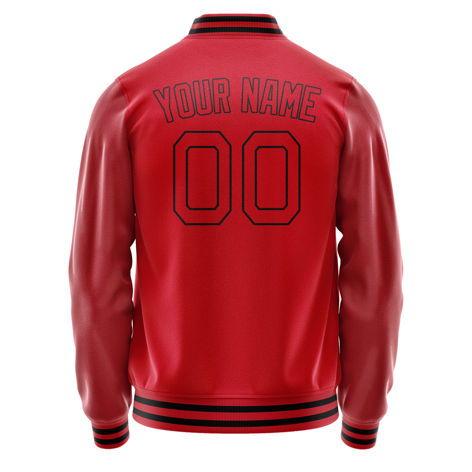 Custom Red Black Solid Color Varsity Letterman Jacket JA02240617XY388