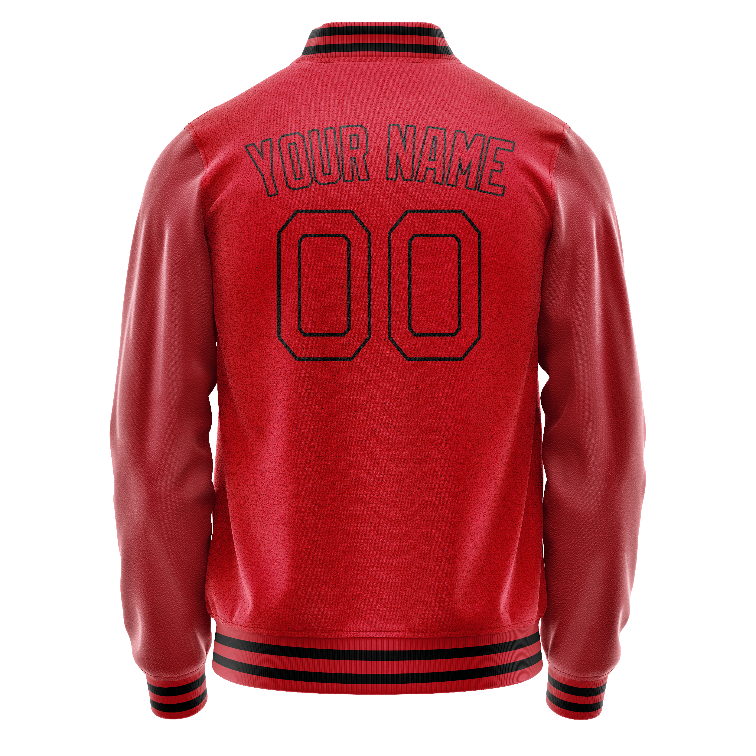 Custom Red Black Solid Color Varsity Letterman Jacket JA02240617XY388