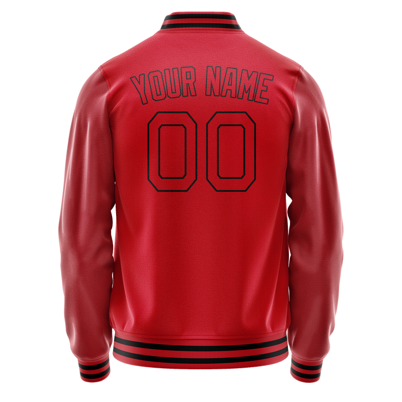 Custom Red Black Solid Color Varsity Letterman Jacket JA02240617XY388
