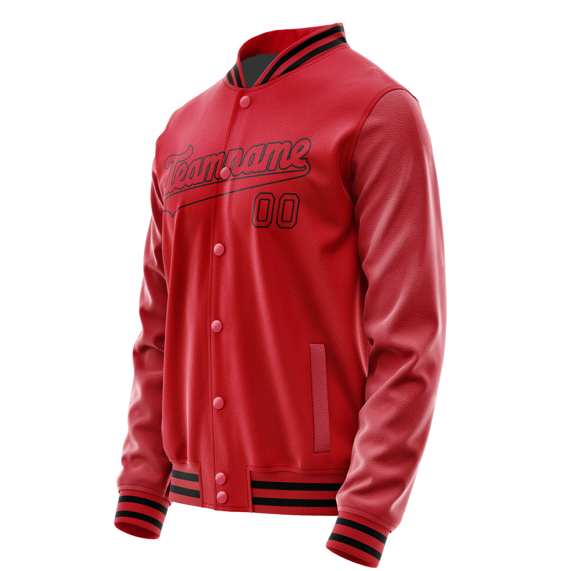 Custom Red Black Solid Color Varsity Letterman Jacket JA02240617XY388