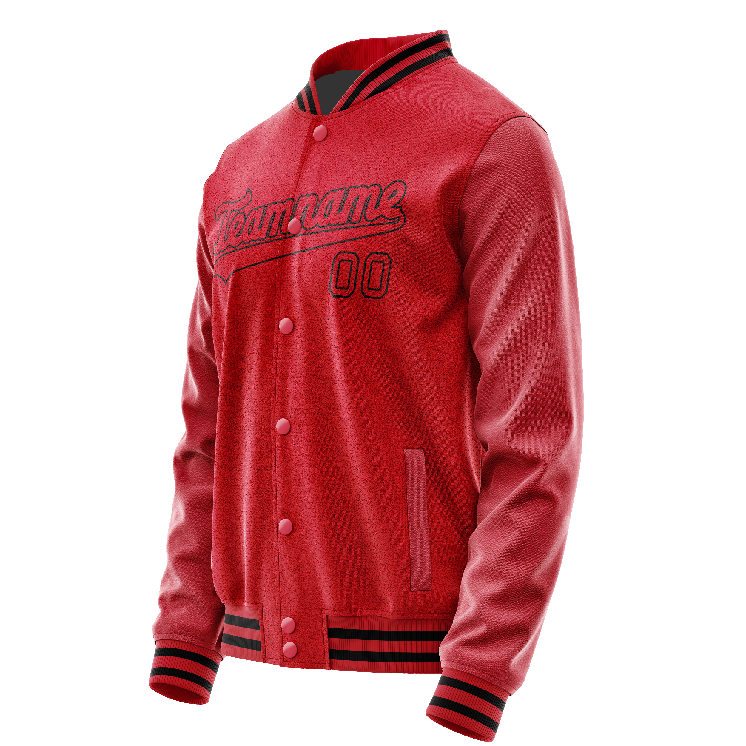 Custom Red Black Solid Color Varsity Letterman Jacket JA02240617XY388